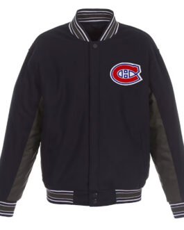 Navy/Charcoal Montreal Canadiens Poly-Twill Wool Accent Jacket