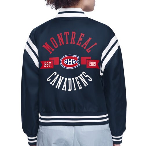 Montreal Canadiens Printed Logo Varsity Satin Jacket - Image 3