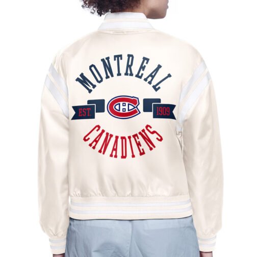 Montreal Canadiens Printed Logo Varsity Satin Jacket - Image 4