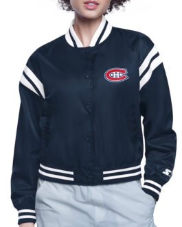 Montreal Canadiens Printed Logo Varsity Satin Jacket