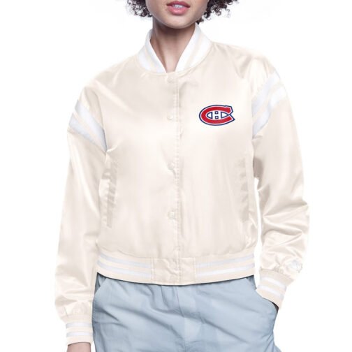 Montreal Canadiens Printed Logo Varsity Satin Jacket - Image 2