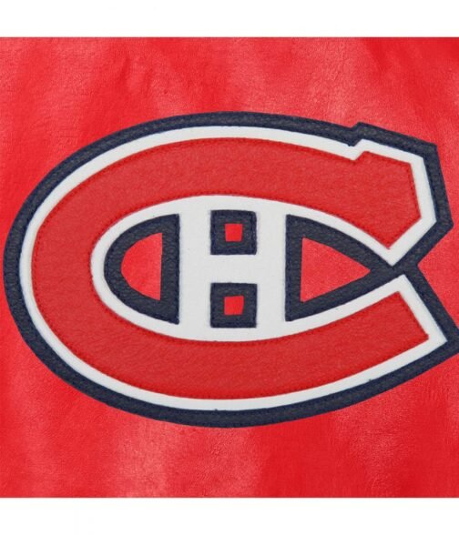 Montreal Canadiens Bomber Red Leather Jacket - Image 3