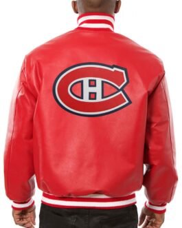 Montreal Canadiens Bomber Red Leather Jacket