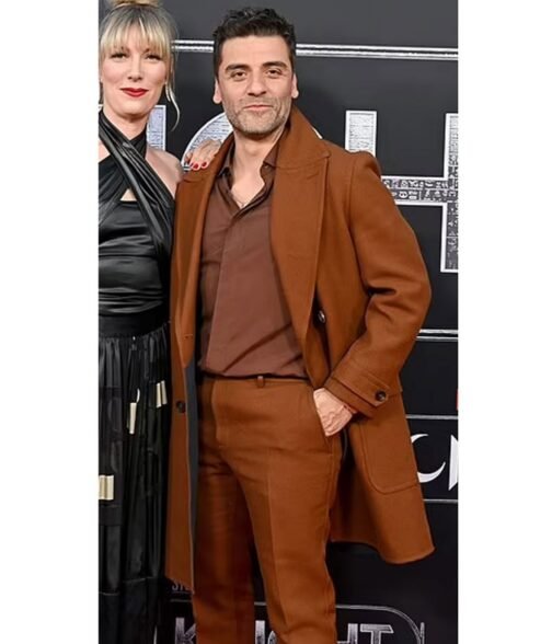 Oscar Isaac Moon Knight Premiere Brown Coat - Image 5