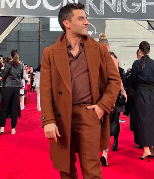 Oscar Isaac Moon Knight Premiere Brown Coat - Image 2