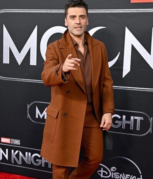 Oscar Isaac Moon Knight Premiere Brown Coat - Image 7
