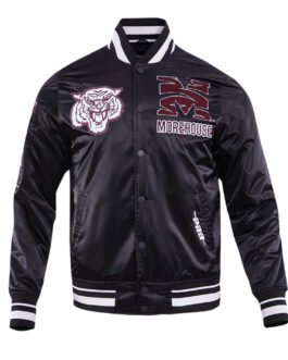 Morehouse College Classic Rib Black Satin Jacket