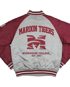Morehouse Tigers Gray and Maroon Lightweight Satin Jacket