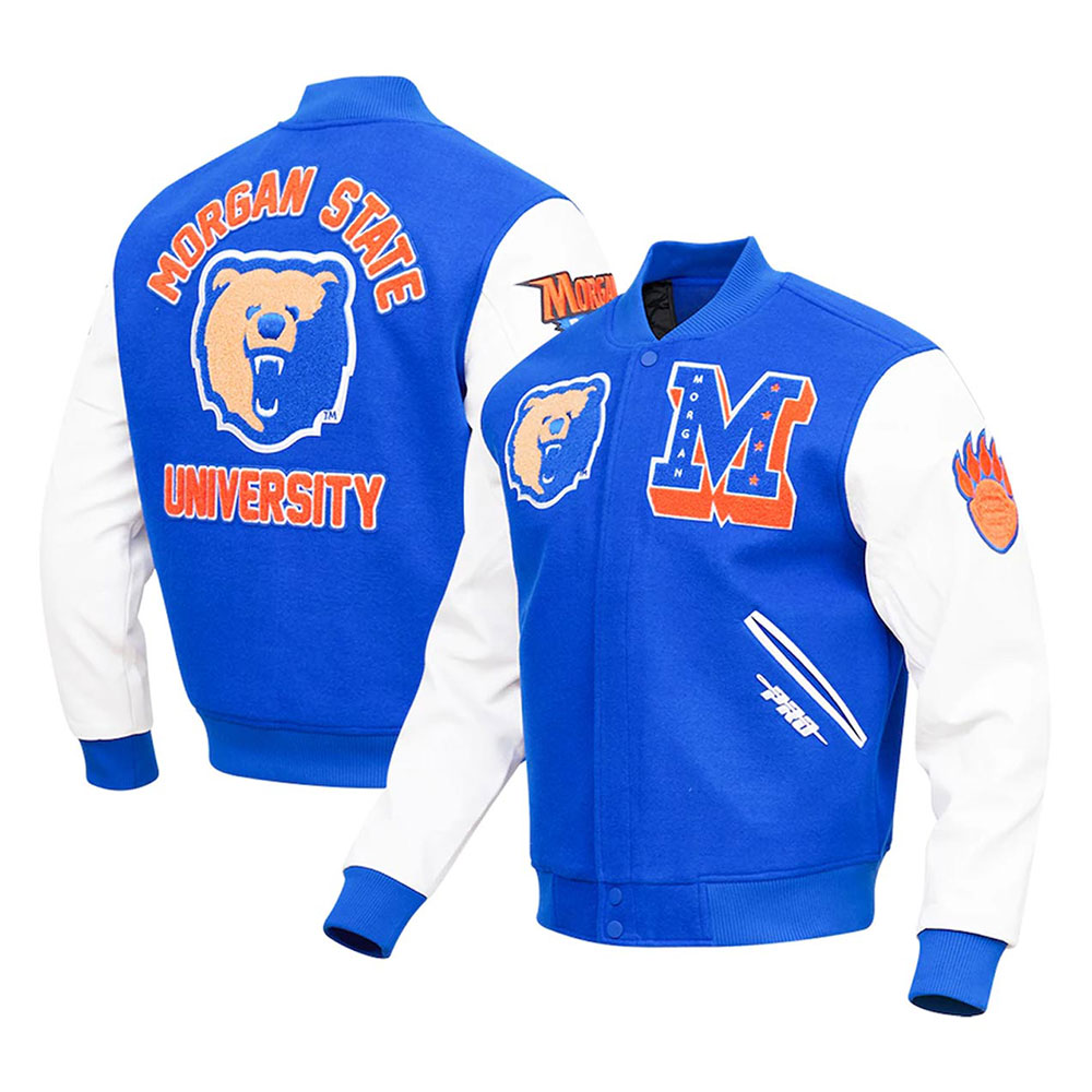 Royal Blue/White Morgan State Bears Classic Varsity Jacket - Image 3