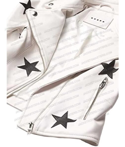 The Imperfects Morgan Taylor Campbell Star White Leather Jacket - Image 4