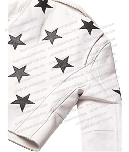 The Imperfects Morgan Taylor Campbell Star White Leather Jacket - Image 3