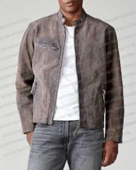 Mr. & Mrs. John Smith Gray Leather Biker Jacket