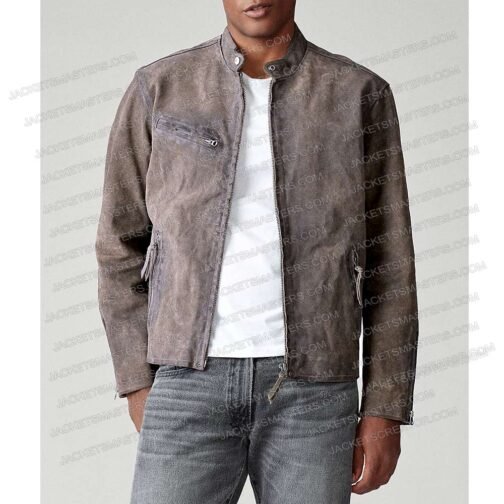 Mr. & Mrs. John Smith Gray Leather Biker Jacket