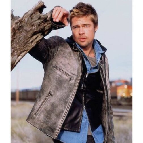 Mr. & Mrs. John Smith Gray Leather Biker Jacket - Image 2