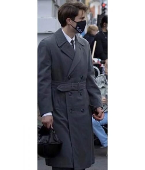 Mrs Harris Goes To Paris Lucas Bravo Grey Trench Coat - Image 2