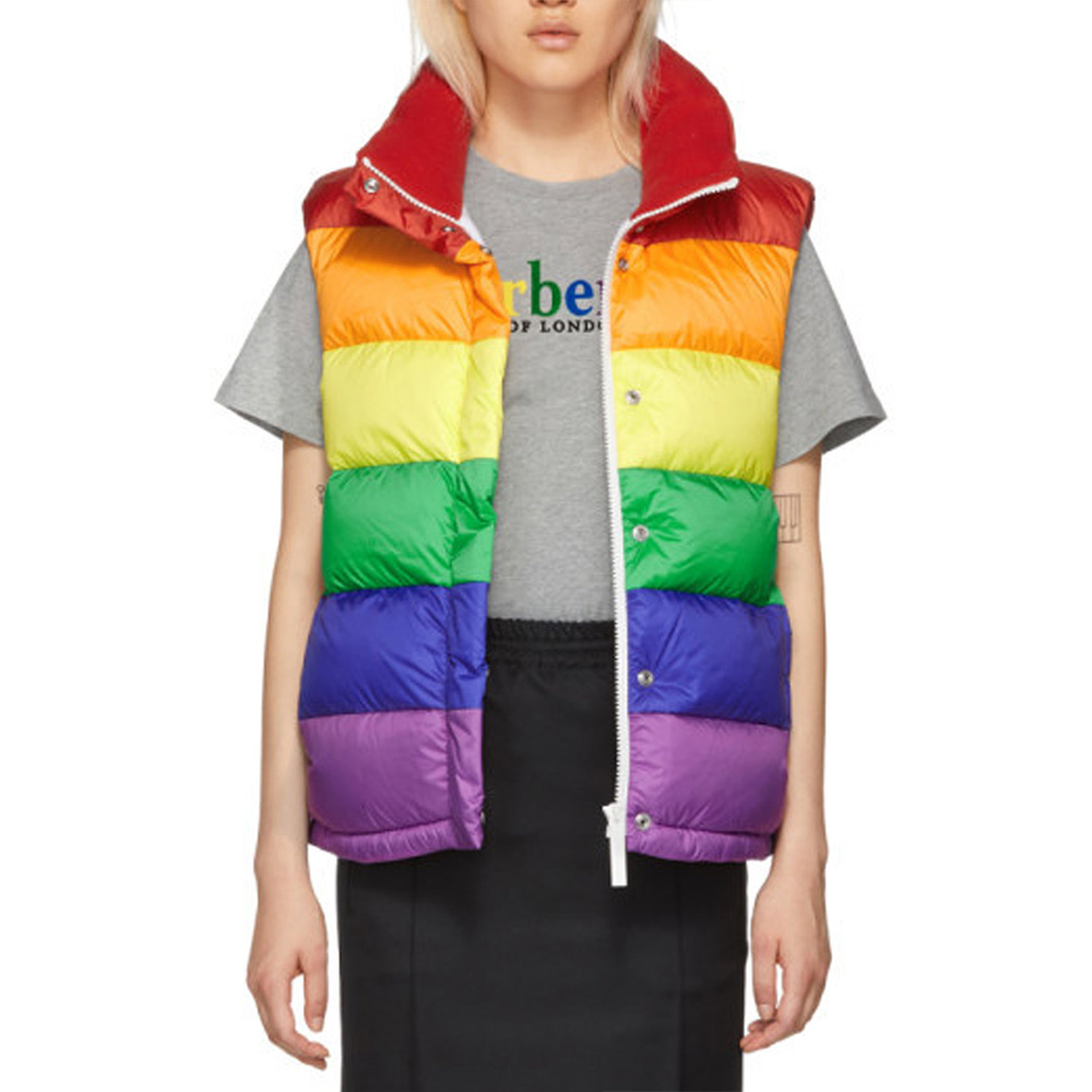 Multicolor Rainbow Puffer Down Vest - Image 2