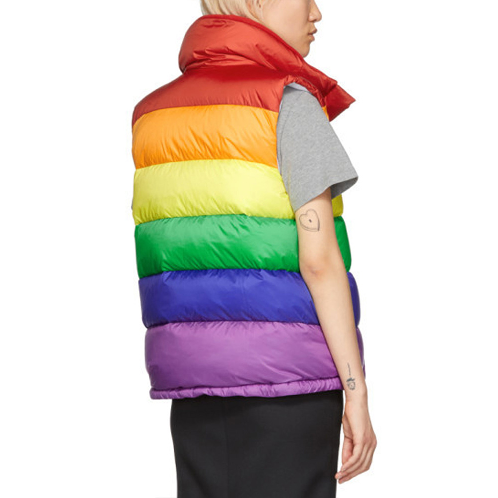 Multicolor Rainbow Puffer Down Vest - Image 3