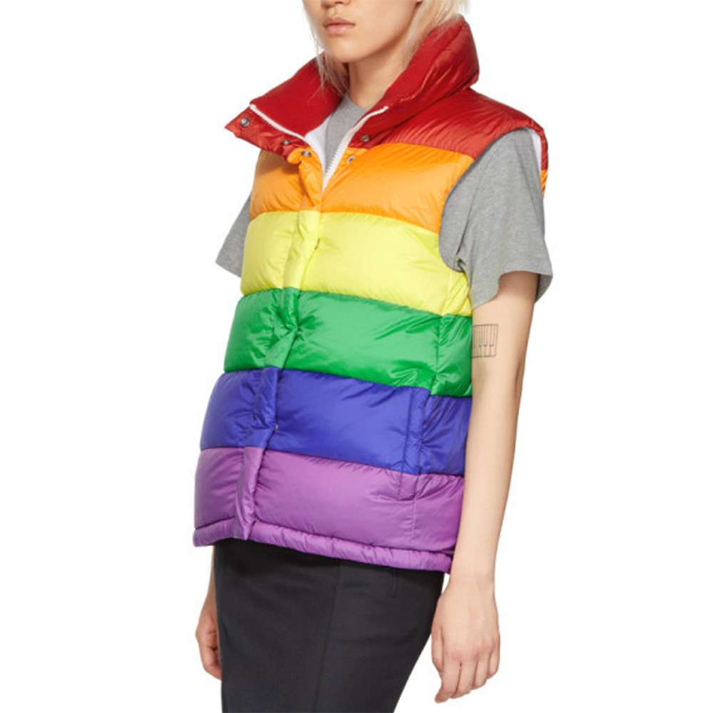 Multicolor Rainbow Puffer Down Vest - Image 5