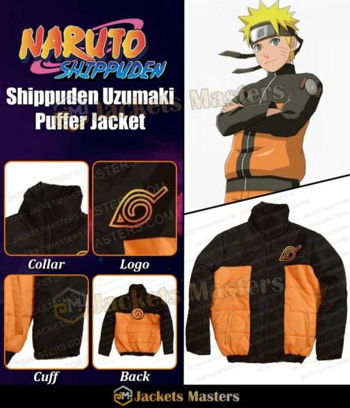 Namiwear Naruto Black and Orange Puffer Jacket - Image 7
