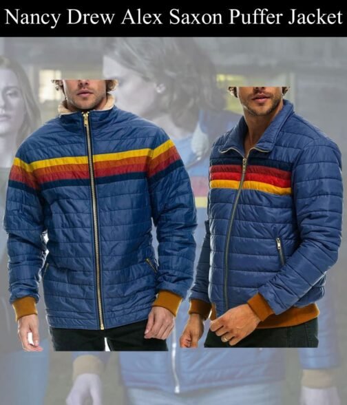 Nancy Drew Alex Saxon Blue Puffer Jacket - Image 5