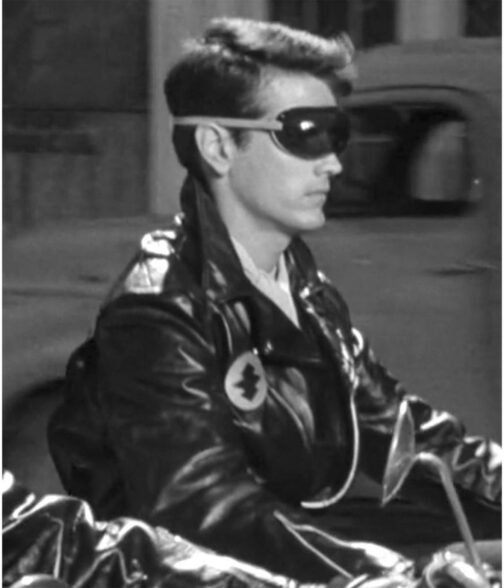 Narrator The Twilight Zone Motorcycle Black Leather Jacket - Image 5