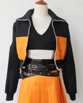 Naruto Naruko Uzumaki Cropped Black and Orange Jacket