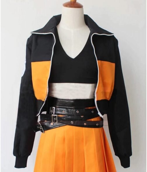 Naruto Naruko Uzumaki Cropped Black and Orange Jacket