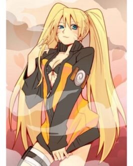 Naruto Naruko Uzumaki Cropped Black and Orange Jacket