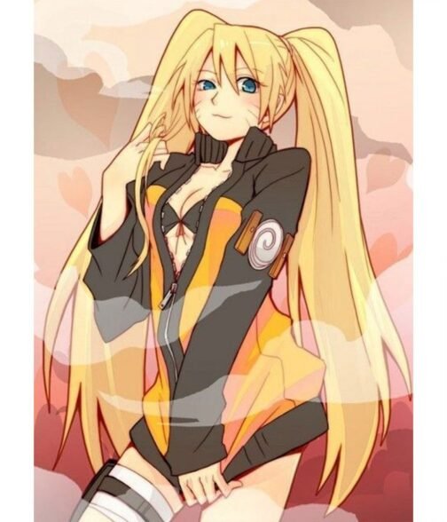 Naruto Naruko Uzumaki Cropped Black and Orange Jacket - Image 2