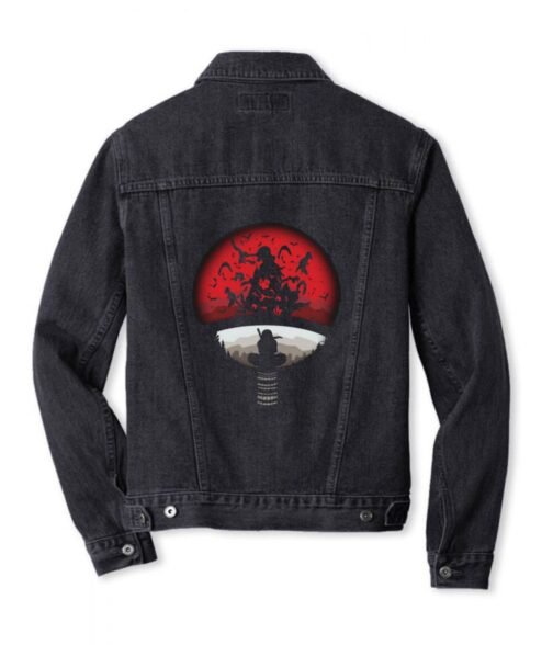 Red Moon Itachi Uchiha Naruto Denim Jacket - Image 8