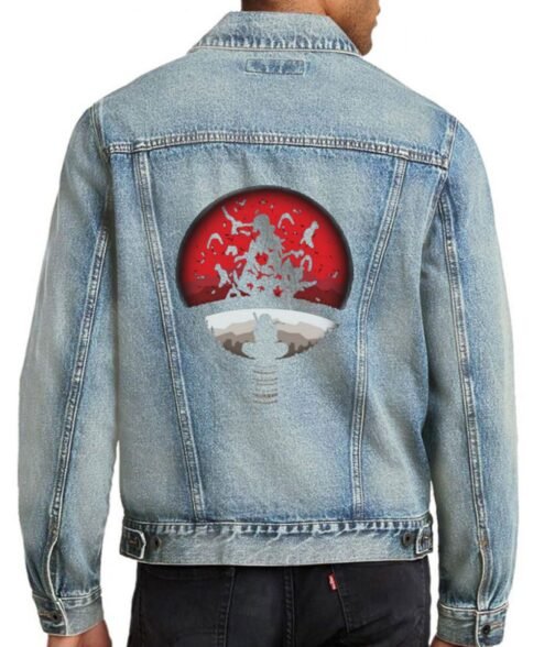 Red Moon Itachi Uchiha Naruto Denim Jacket - Image 13