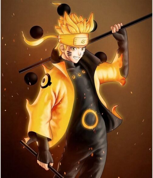 Modo Chakra Del Nueve Colas Naruto Cotton Coat - Image 6