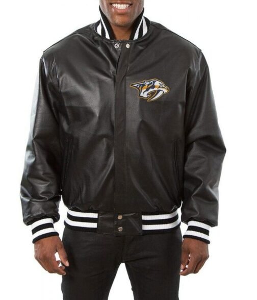 Nashville Predators Bomber Black Leather Jacket