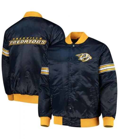Nashville Predators Starter Blue Satin Jacket - Image 3