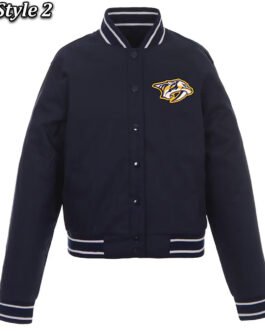 Navy Nashville Predators Front Hit Poly Twill Jacket