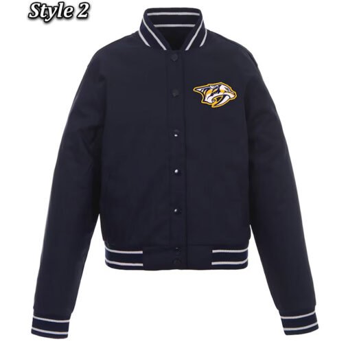Navy Nashville Predators Front Hit Poly Twill Jacket - Image 2