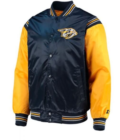 Starter Varsity Nashville Predators Blue and Yellow Jacket