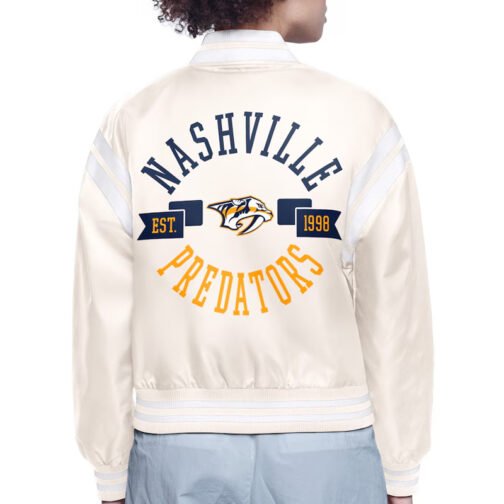 Nashville Predators Printed Logo Varsity Satin Jacket - Image 4