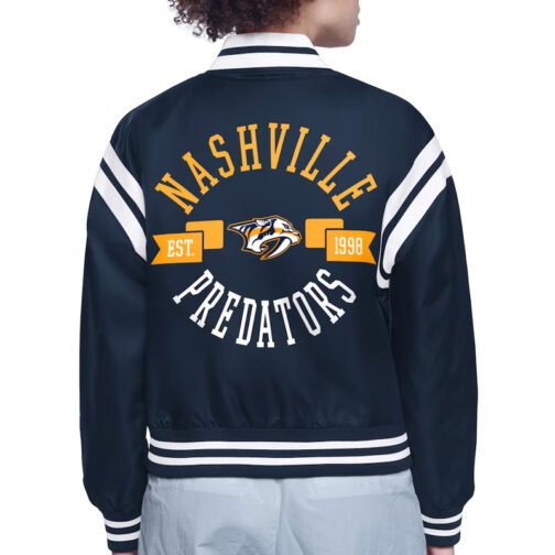 Nashville Predators Printed Logo Varsity Satin Jacket - Image 3
