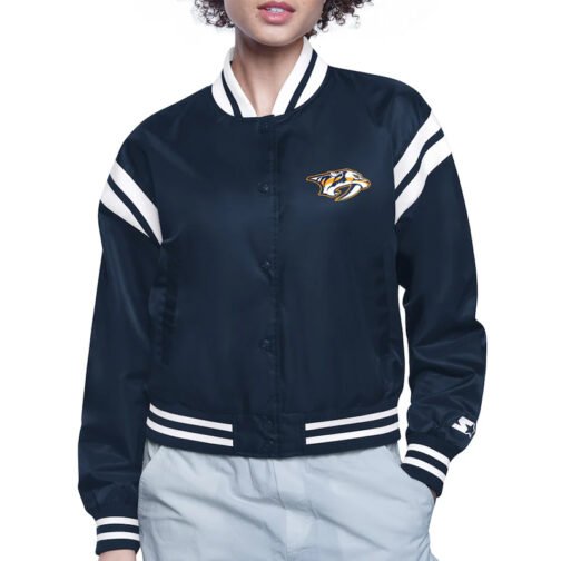 Nashville Predators Printed Logo Varsity Satin Jacket