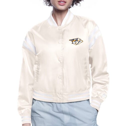 Nashville Predators Printed Logo Varsity Satin Jacket - Image 2