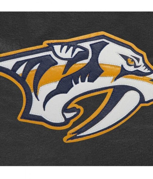 Nashville Predators Bomber Black Leather Jacket - Image 3