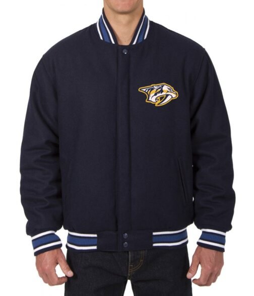 Nashville Predators Navy Blue Wool Varsity Jacket