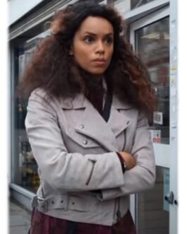 Suspicion Georgina Campbell Grey Leather Jacket
