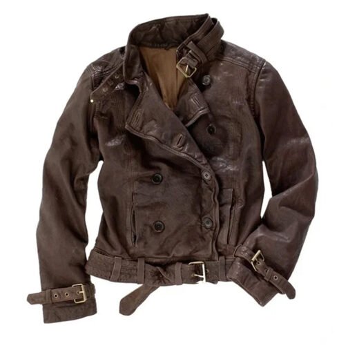 Captain America 2 Scarlett Johansson Brown Leather Jacket