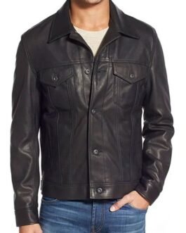 Uncharted Movie Tom Holland Black Leather Jacket