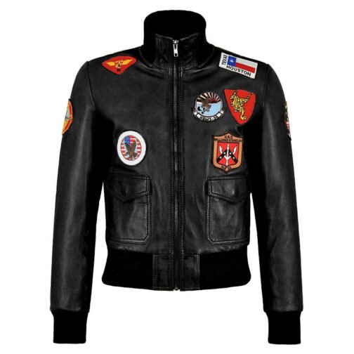 Navy Air Force Pilot Jet Fighter Leather Jacket - Image 2