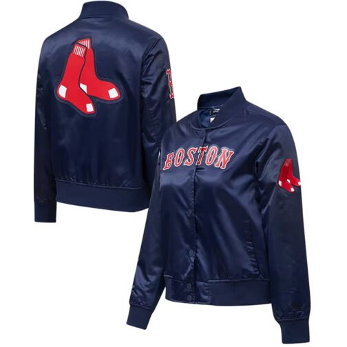 Navy Boston Red Sox Full-Snap Satin Jacket - Image 3