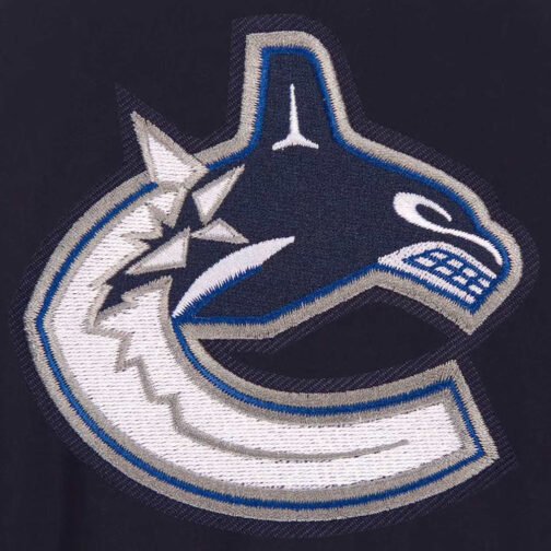 Navy/Charcoal Accent Vancouver Canucks Varsity Wool Jacket - Image 3