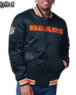 Chicago Bears Closer Navy/Orange Satin Jacket